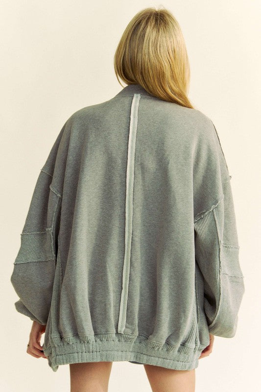 Davi & Dani Exposed Seam Zip Up Dropped Shoulder Jacket - Sydney So Sweet