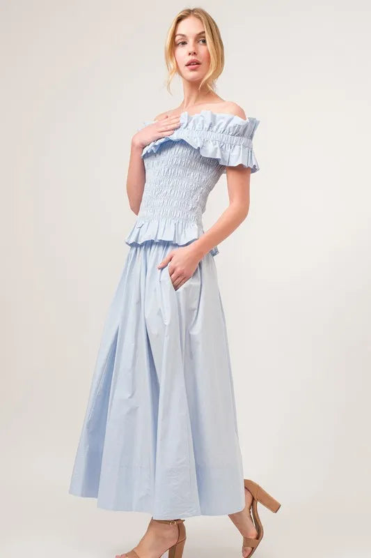 And The Why A-line Flowing Elastic Back Midi Skirt - Sydney So Sweet