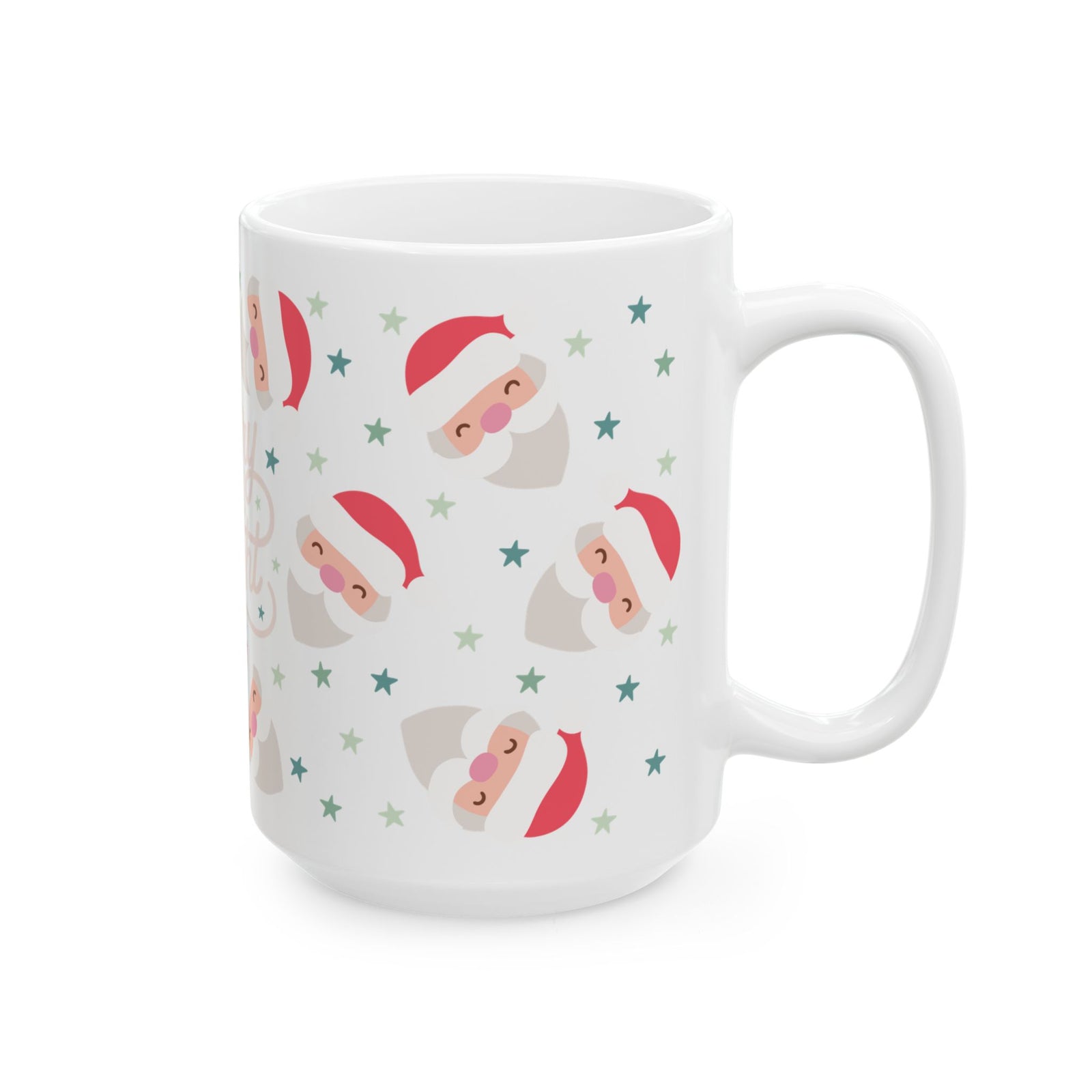 Merry & Bright Starry Santa Christmas Ceramic Mug Coffee Cup (11oz & 15oz)