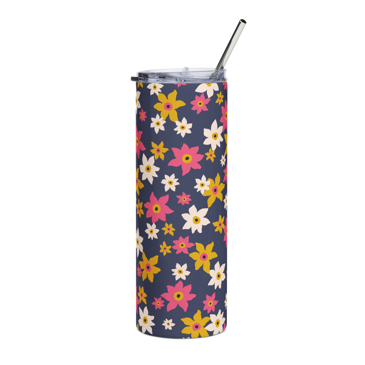 Colorful Retro Floral 20oz Stainless Steel Tumbler Insulated Travel Cup