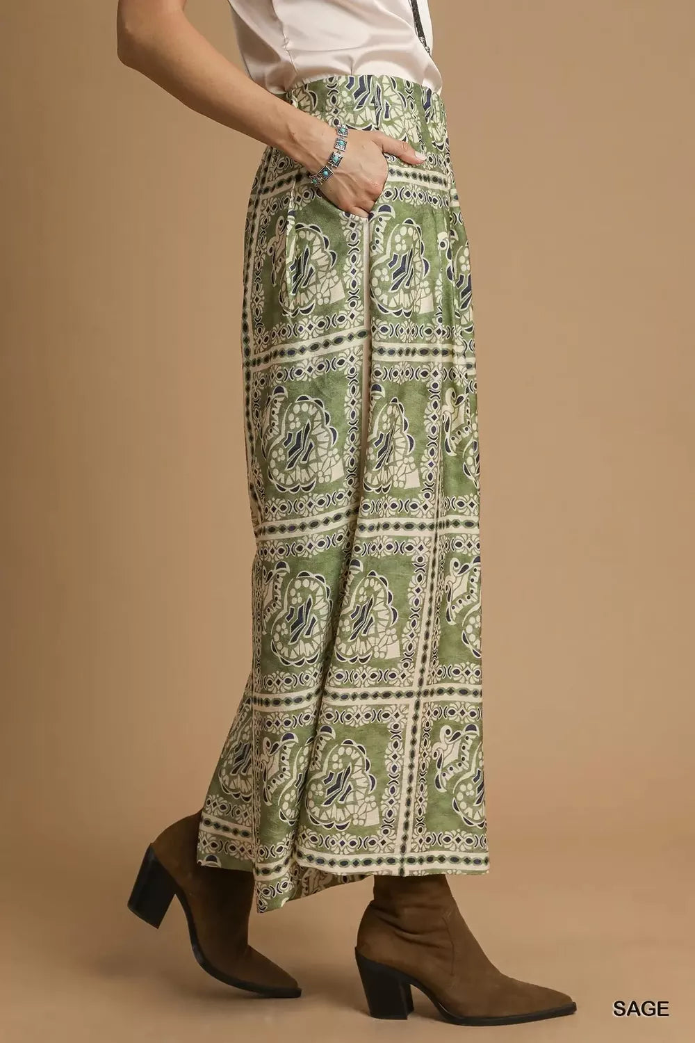 Umgee Bohemian Print Pants with Pockets - Sydney So Sweet
