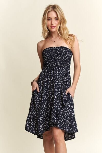 ADORA Smocked Floral Tube Dress with Pockets - Sydney So Sweet
