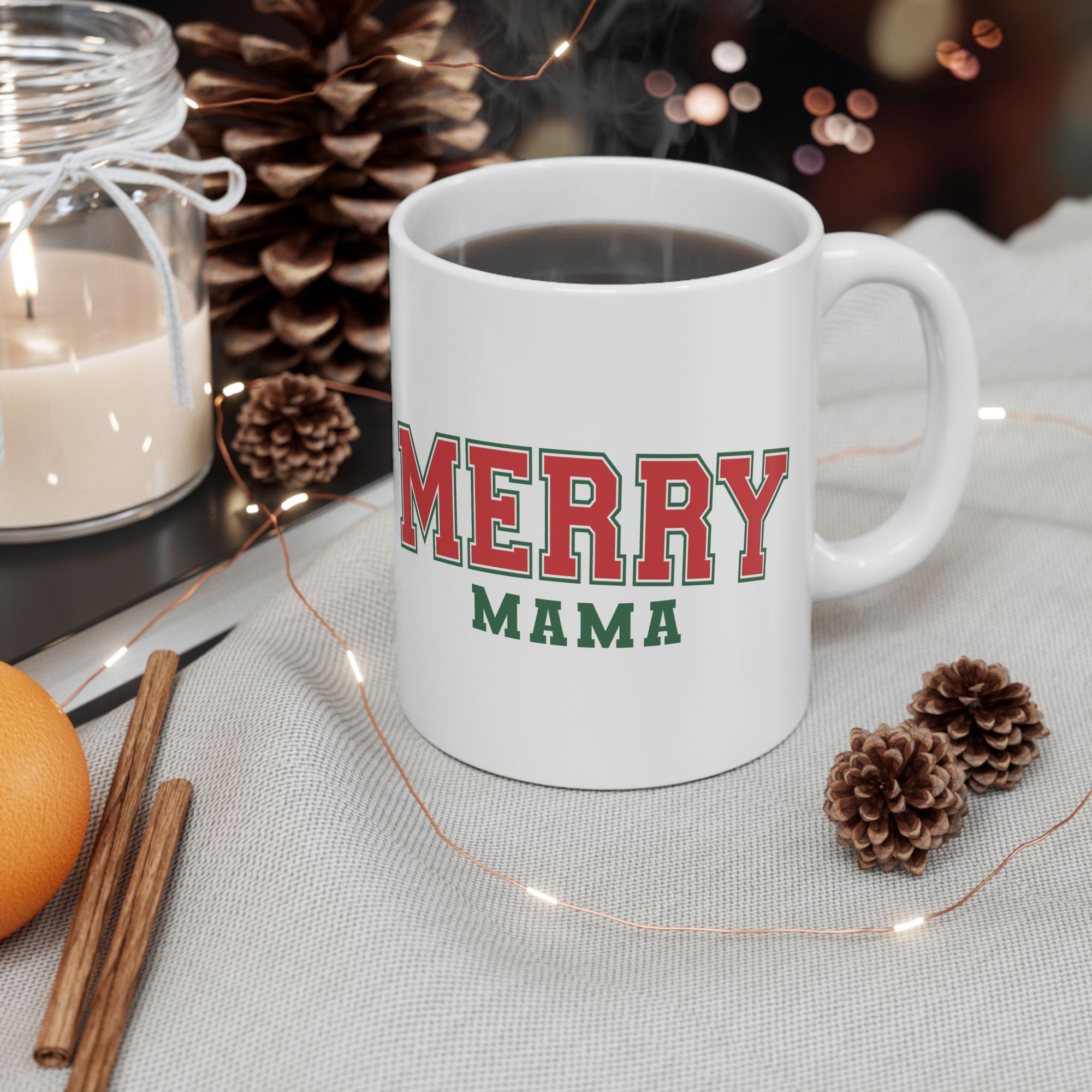 Merry Mama Christmas Mug – Holiday Ceramic Coffee Cup - Sydney So Sweet