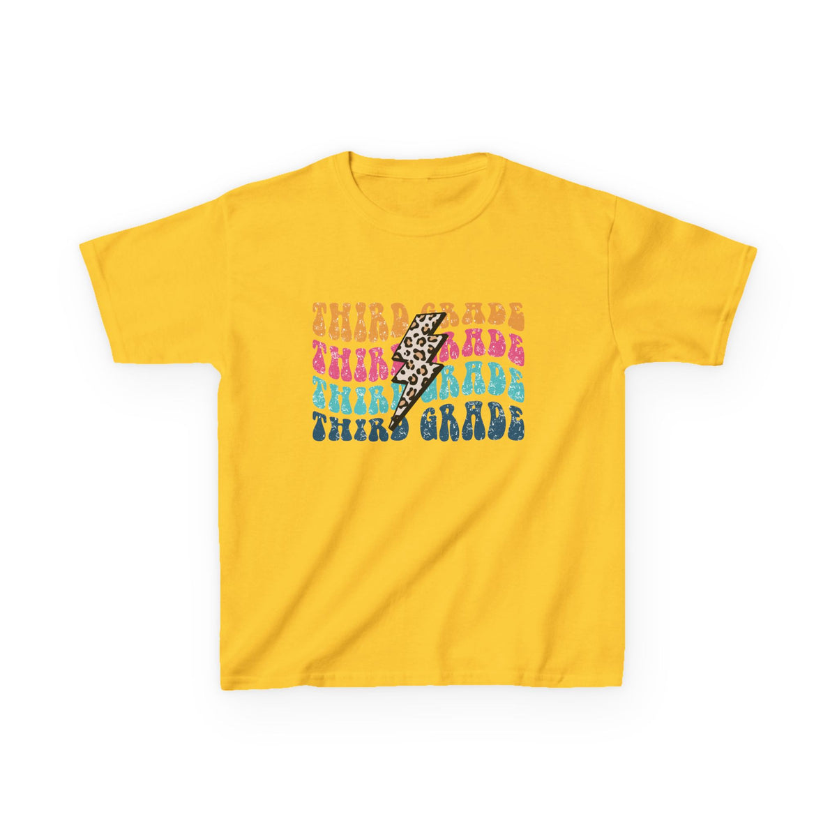 Third Grade Leopard Lightning Graphic Tee Back-to-School 3rd Grade Kids T-Shirt