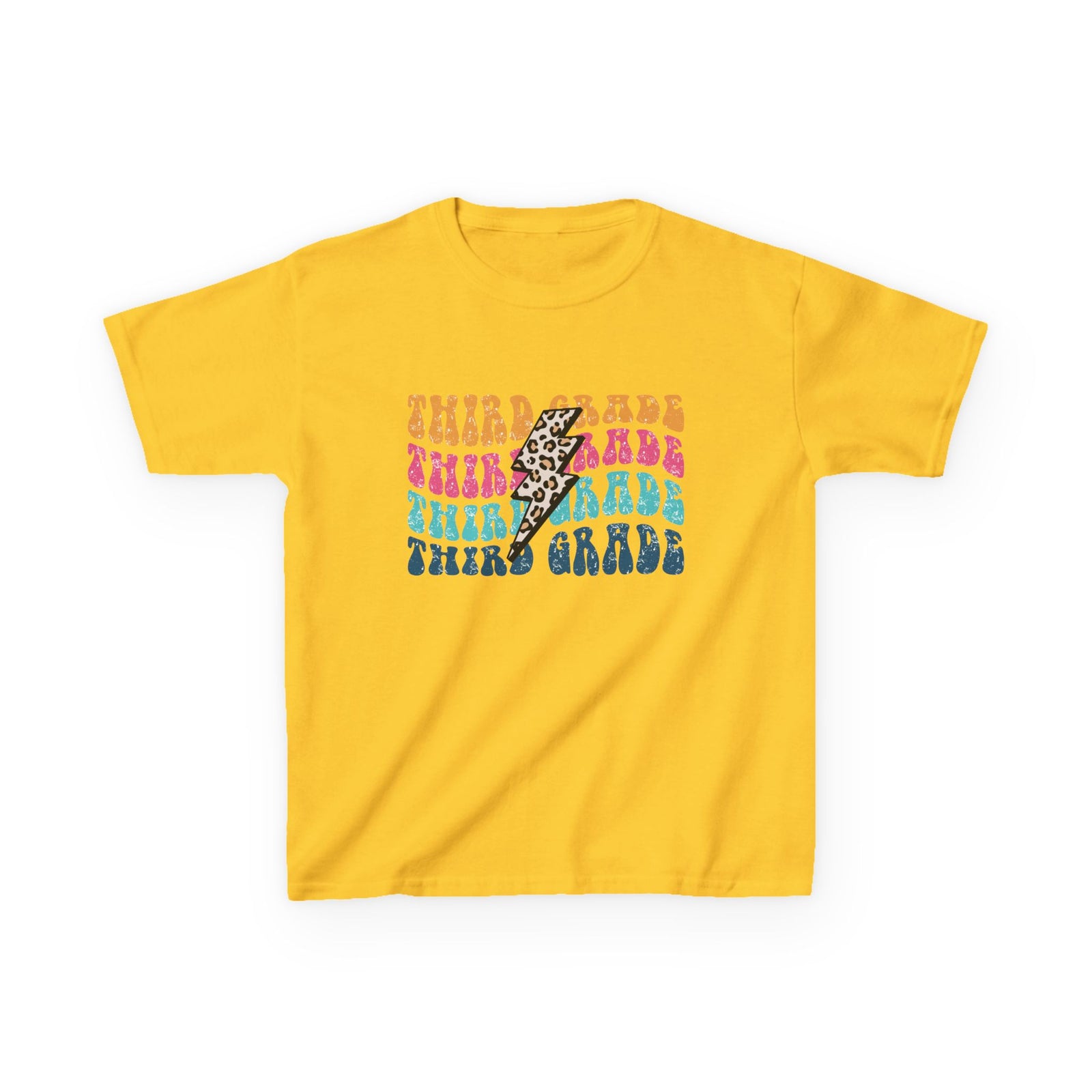 Third Grade Leopard Lightning Graphic Tee Back-to-School 3rd Grade Kids T-Shirt