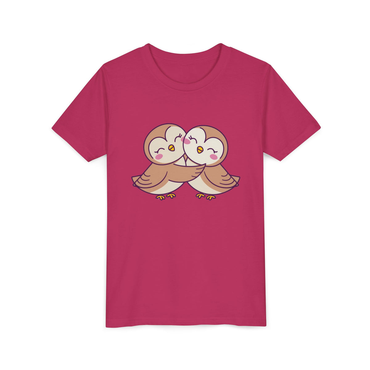 Owl Hug Kids T-Shirt Adorable Cartoon Owl Youth Tee