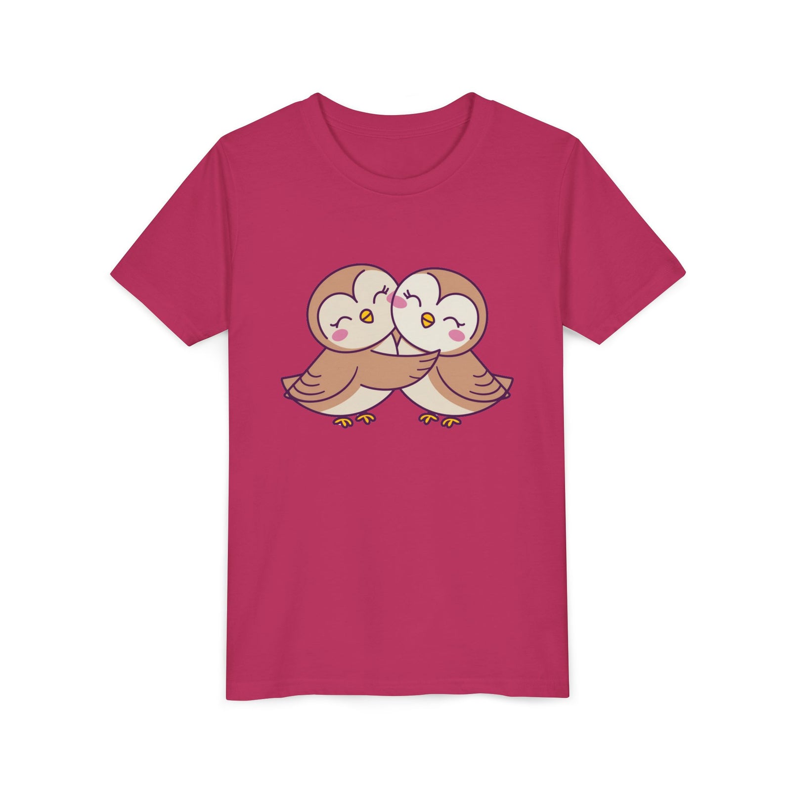 Owl Hug Kids T-Shirt Adorable Cartoon Owl Youth Tee