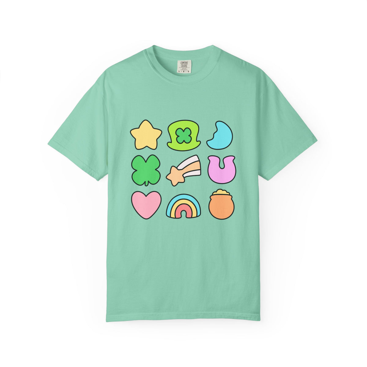 Lucky Charm Icons Graphic T-Shirt Pastel St. Patrick’s Day Unisex Short Sleeve Tee