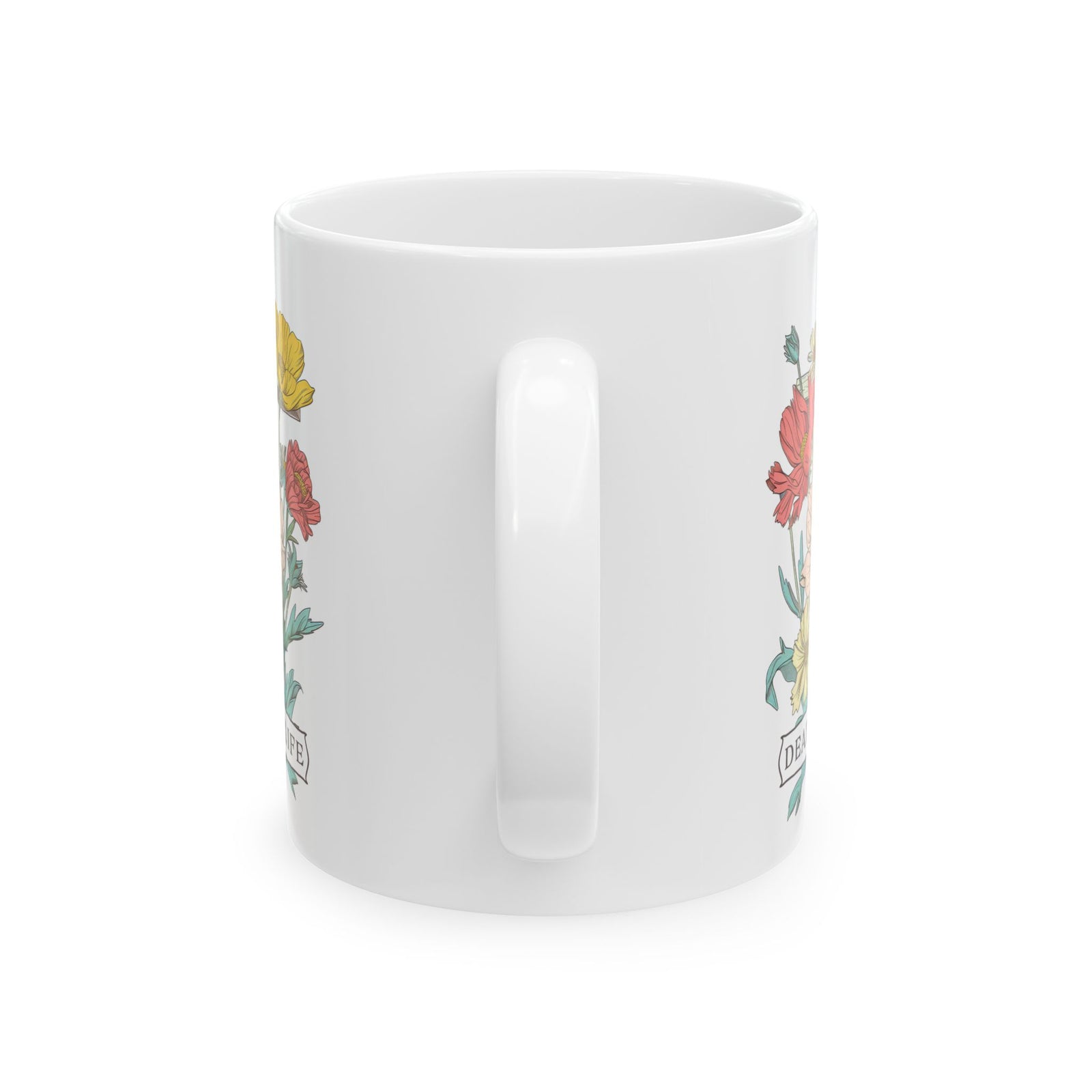 Death Came to Life Floral Cross Christian Ceramic Mug Coffee Cup (11oz & 15oz)