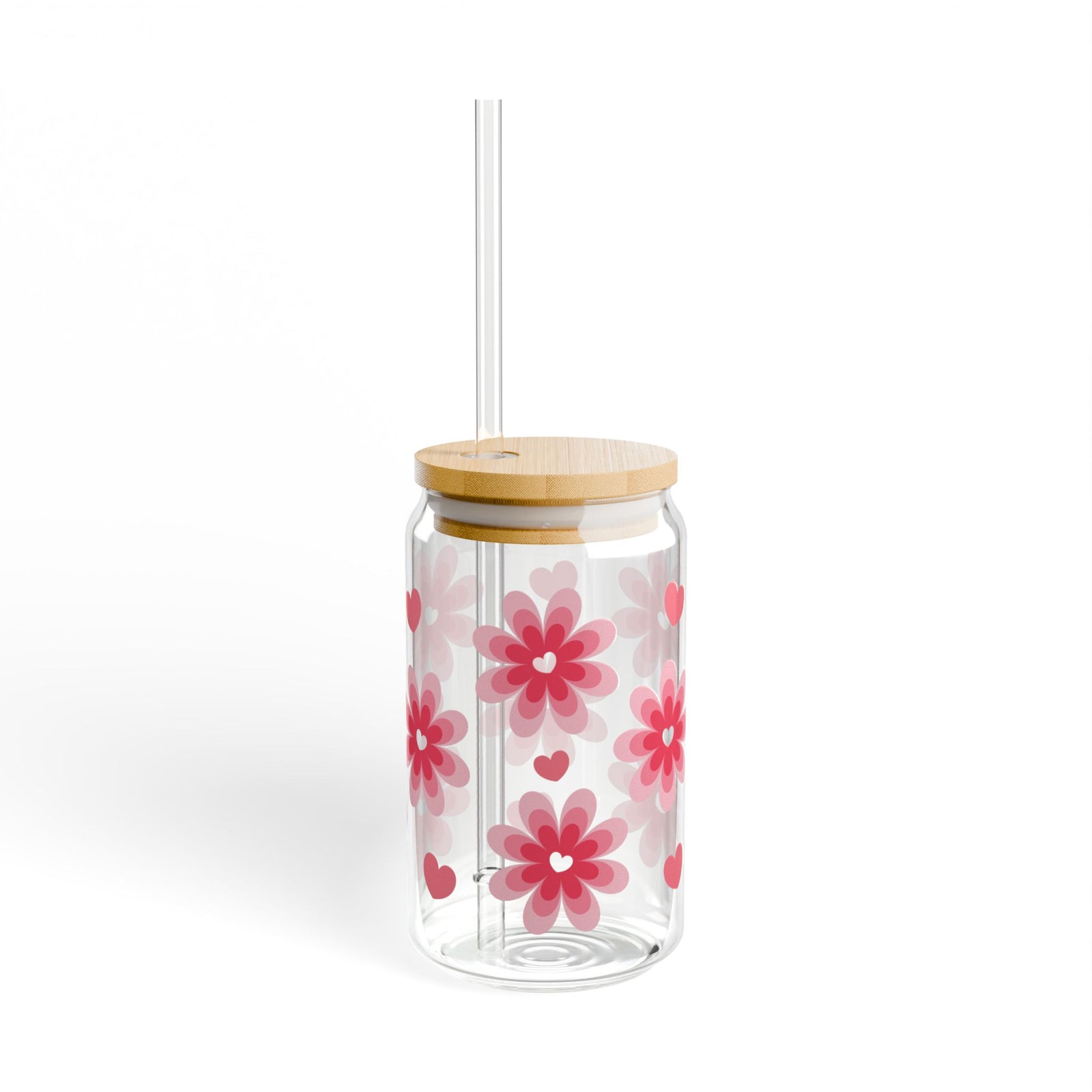 Love Bloom Tumbler Sipper Glass 16oz — Reusable Drink Jar with Lid & Straw - Sydney So Sweet