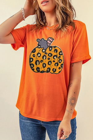 Leopard Pumpkin Women's Graphic Short Sleeve T-Shirt - Sydney So Sweet