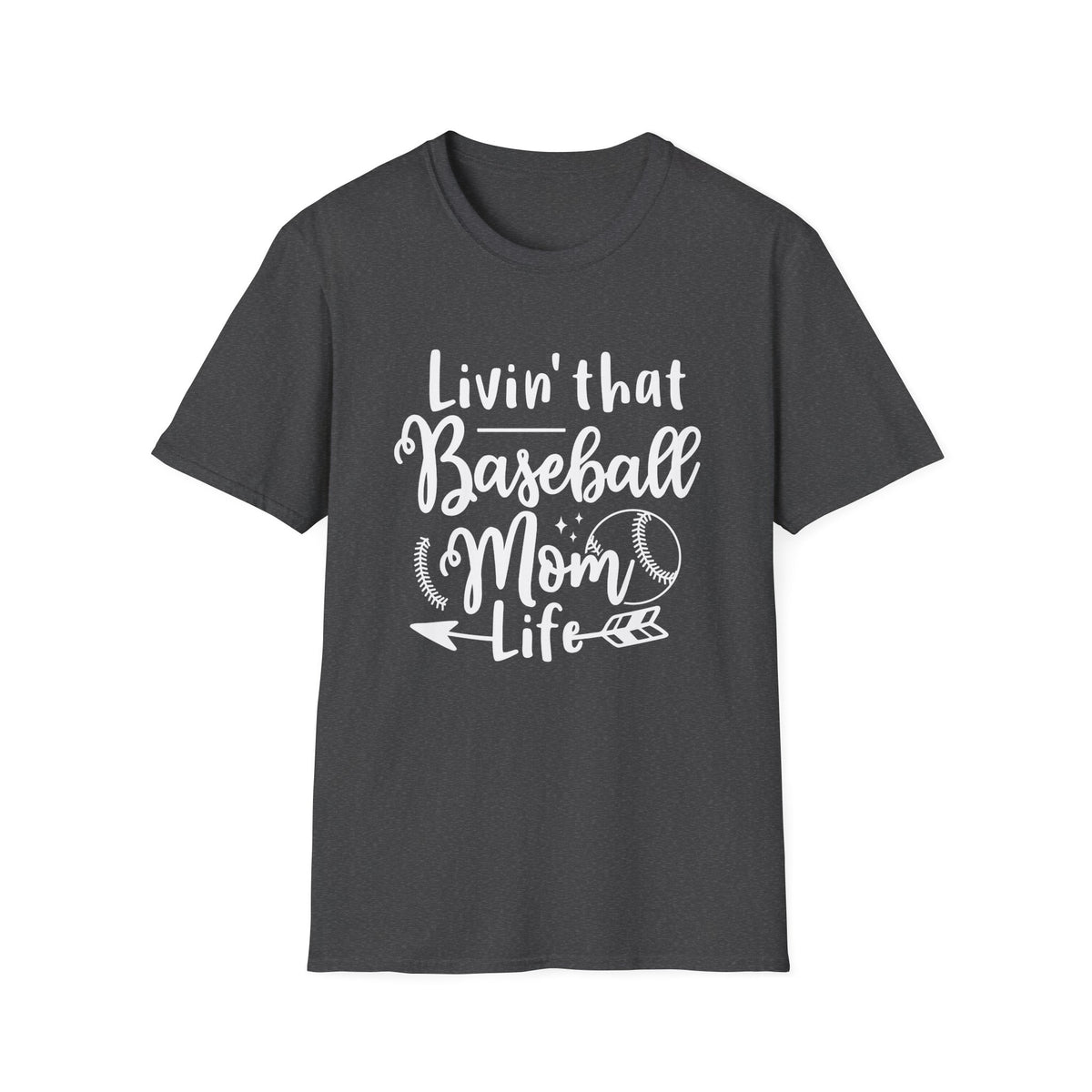 Livin' That Baseball Mom Life Graphic T-Shirt Cute Sports Mom Tee (12 Team Colors)