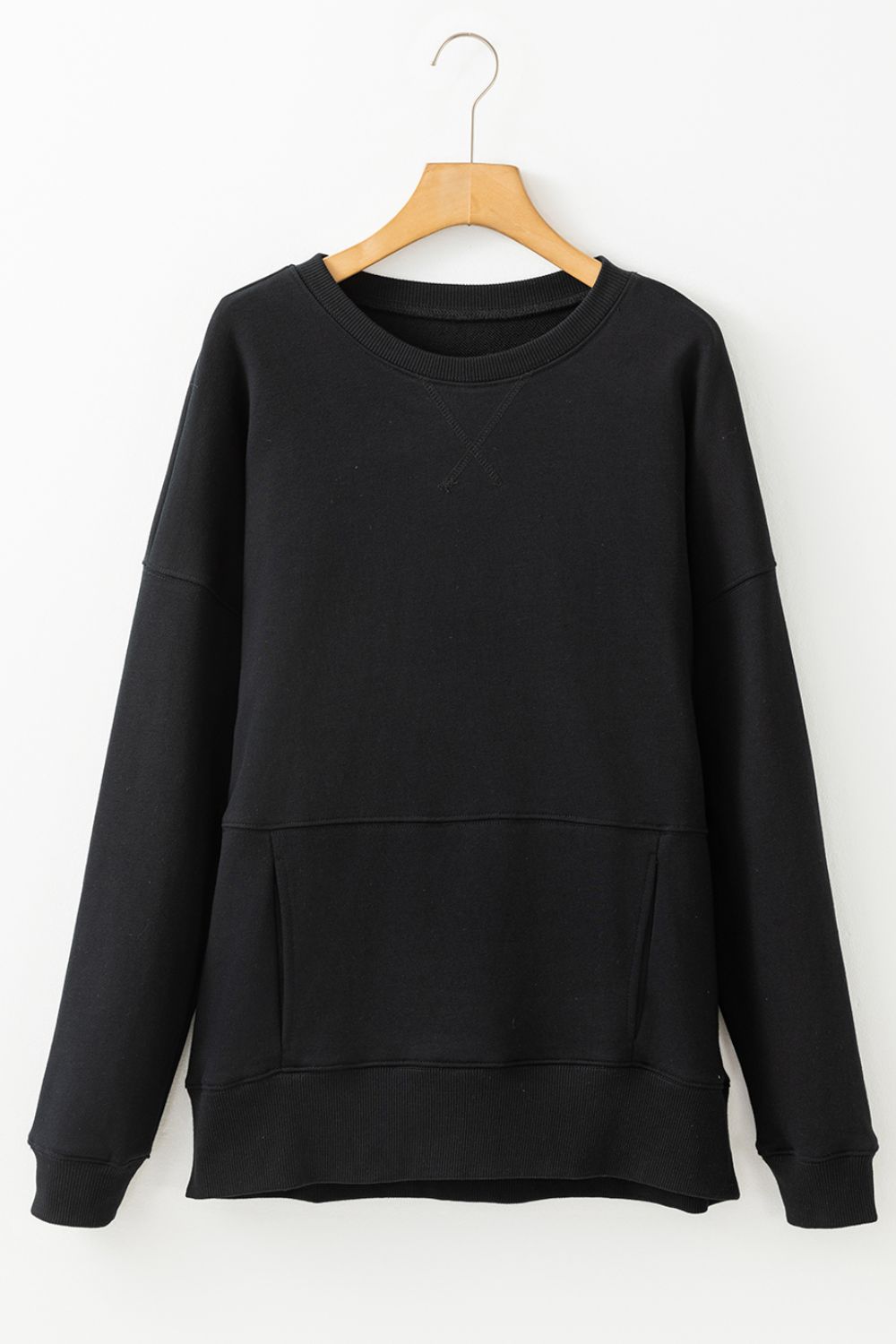 Solid Color Round Neck Long Sleeve Sweatshirt - Sydney So Sweet