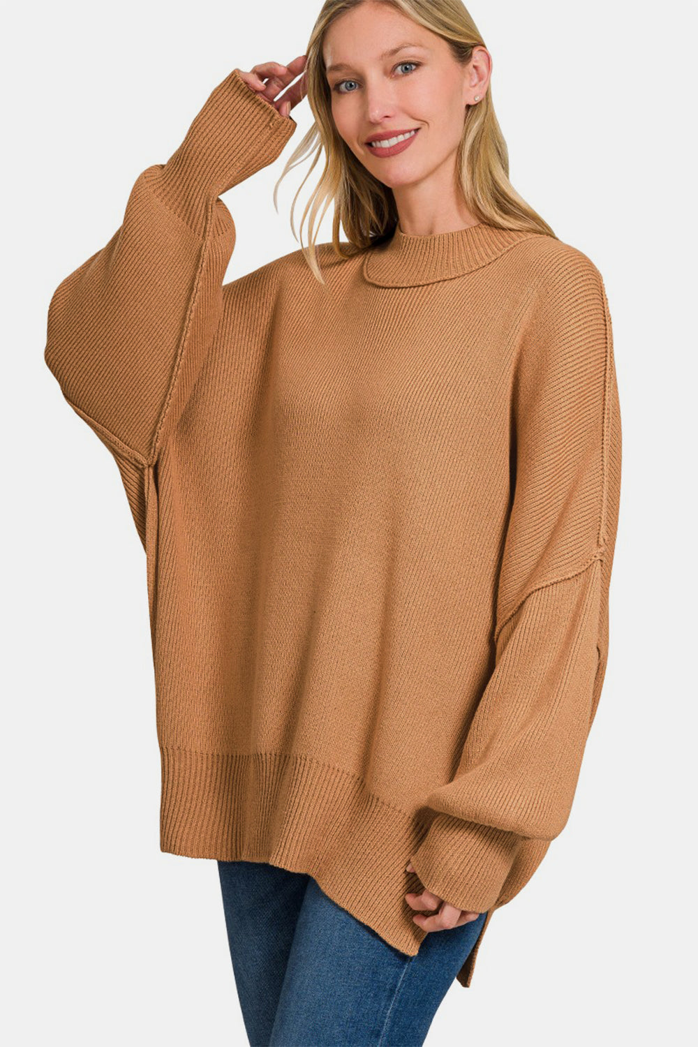 Zenana Side Sit Oversize Sweater - Sydney So Sweet