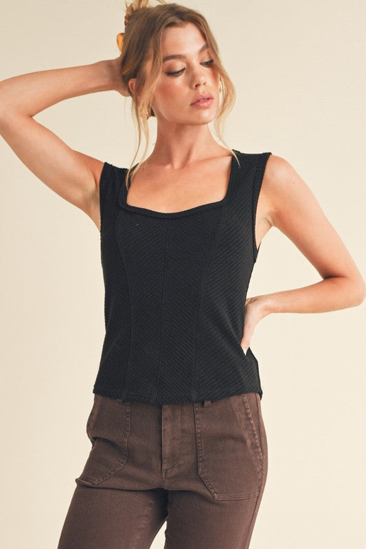 Aemi + Co Exposed Seam Ribbed Wide Strap Tank - Sydney So Sweet