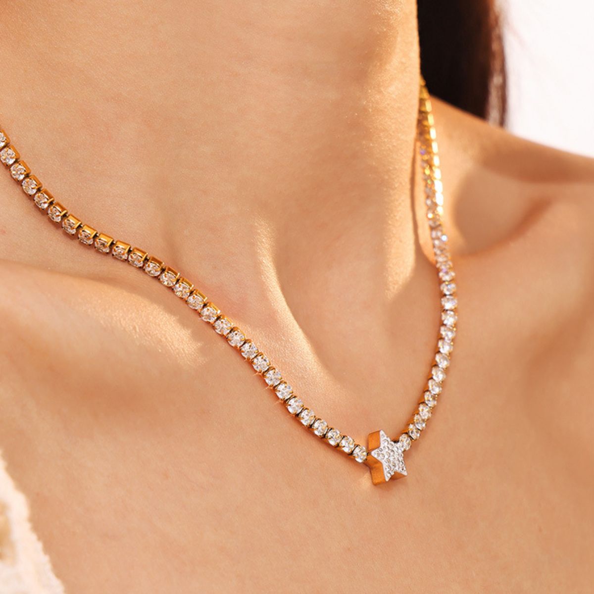 Titanium Steel Zircon Star Necklace - Sydney So Sweet