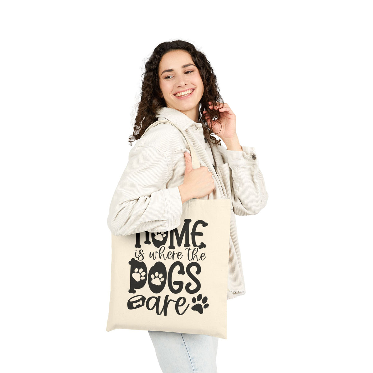 Home Is Where The Dogs Are Cotton Canvas Tote Bag Dog Lover Grocery Shopper