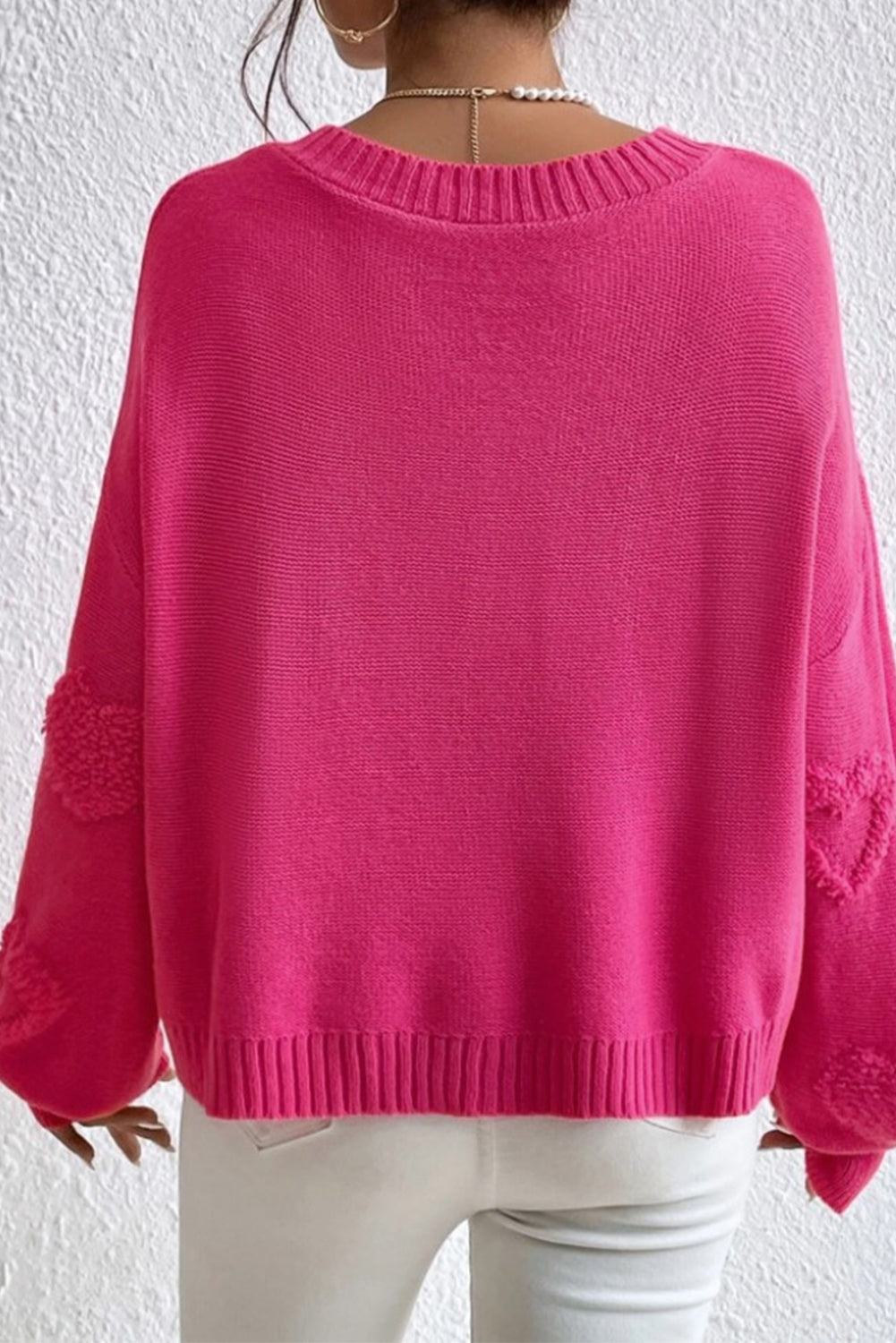 Pearl Trim Heart V-Neck Sweater - Sydney So Sweet