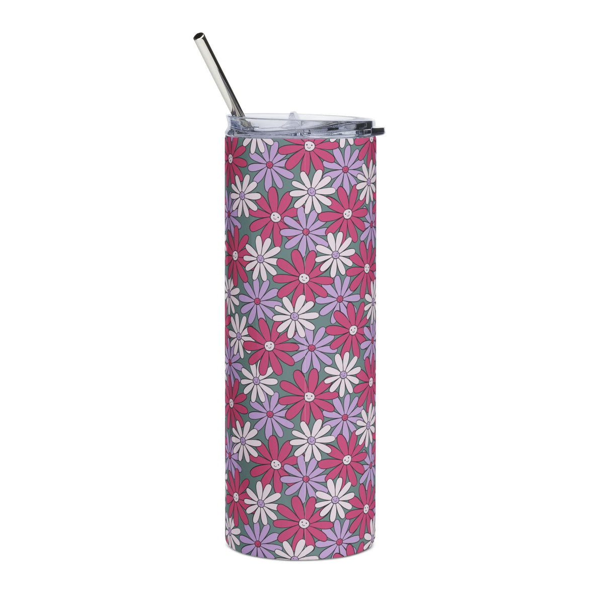 Happy Flower Purple Daisy Floral 20oz Floral Stainless Tumbler Insulated Travel Cup - Sydney So Sweet