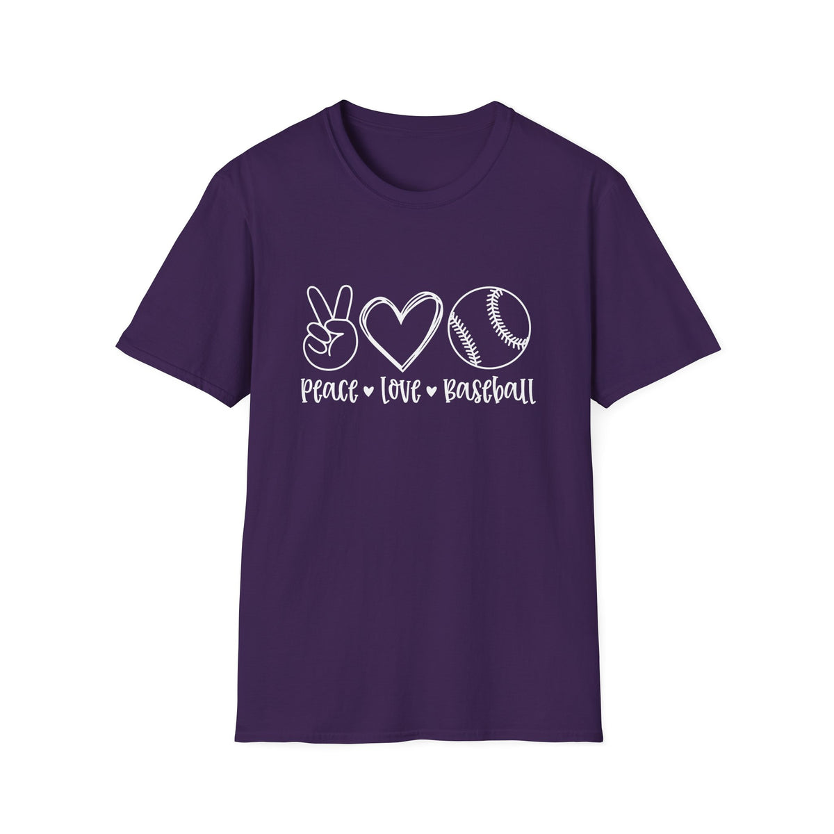 Peace Love Baseball Graphic T-Shirt Cute Sports Mom Tee (12 Team Colors)