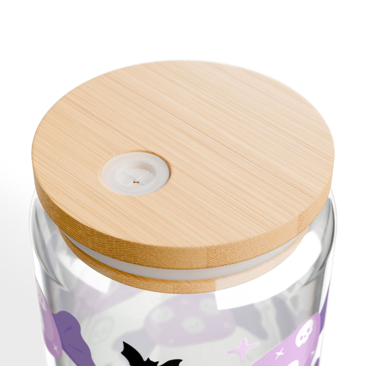 Skull Candy & Bats Halloween Sipper Glass 16oz Reusable Drink Jar with Lid & Straw