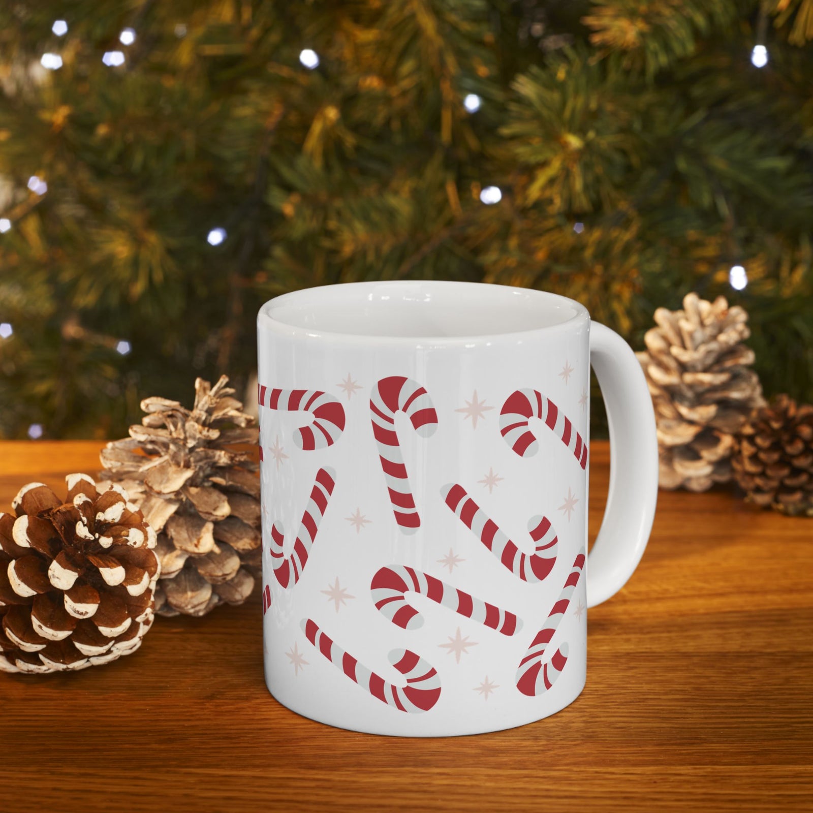 Candy Cane Cute Ceramic Drink Mug Coffee Cup (11oz & 15oz)