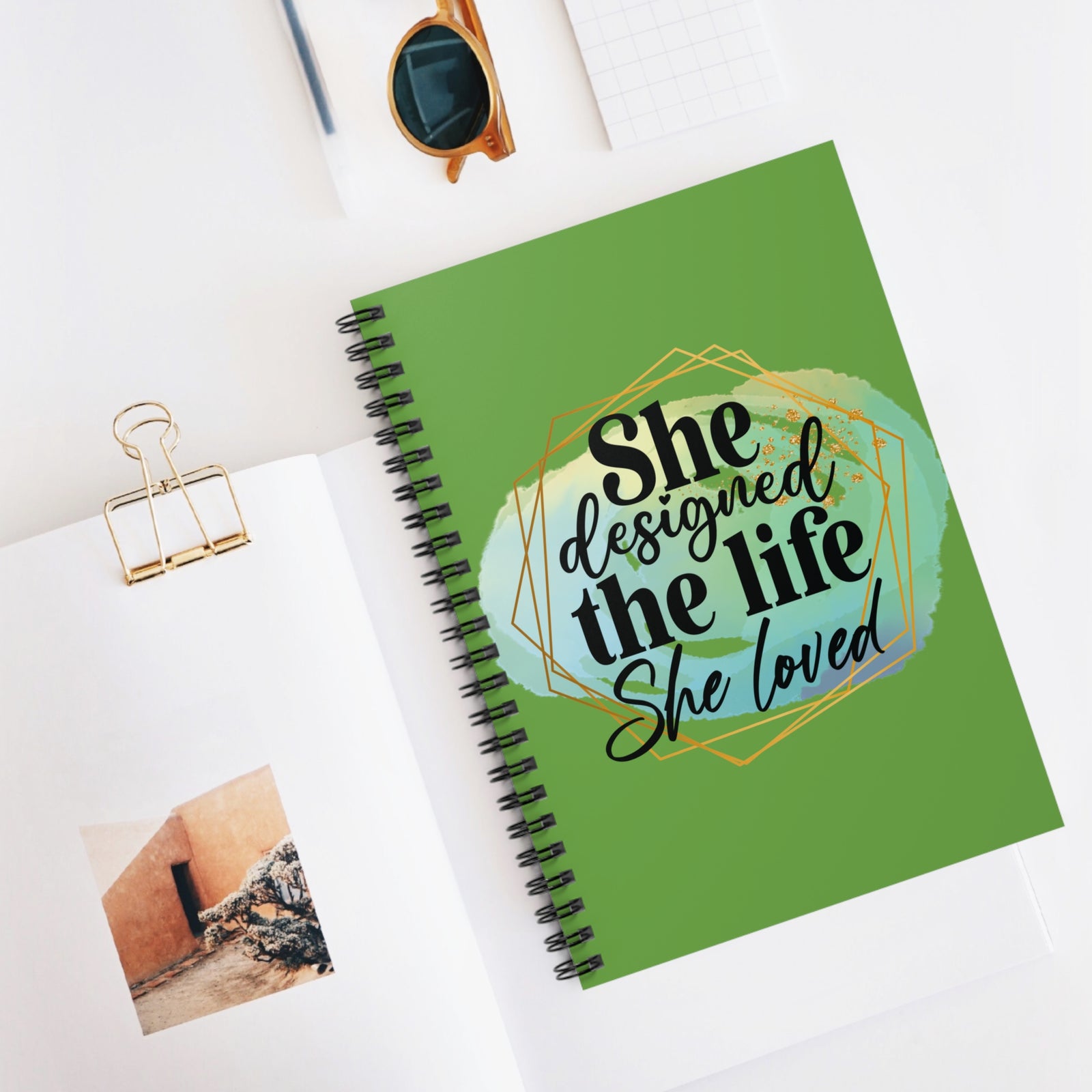 She Designed the Life She Loved Inspirational Spiral Notebook Ruled Journal