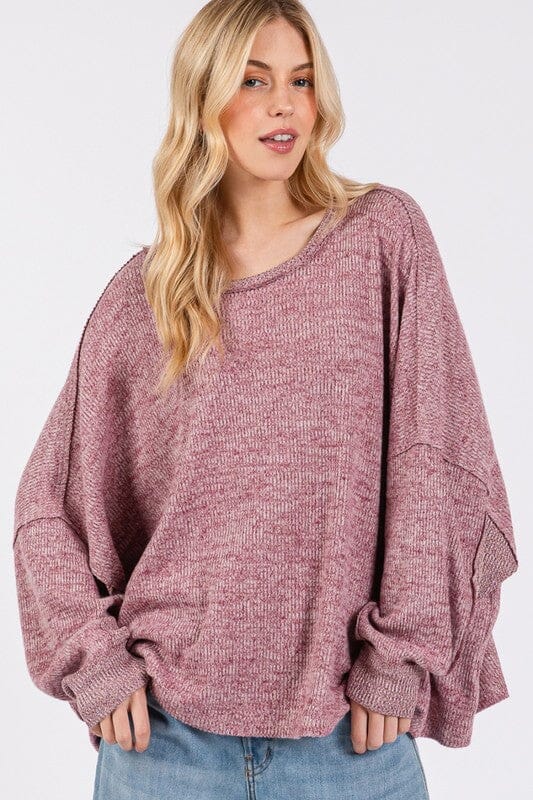 SAGE + FIG Round Neck Batwing Sleeve Oversize Top - Sydney So Sweet