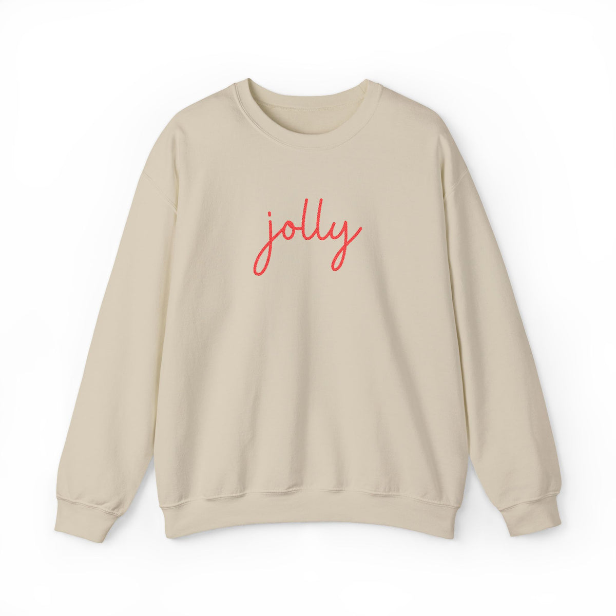 Jolly Red Script Heavy Blend Women's Crewneck Embroidered Christmas Holiday Sweatshirt - Sydney So Sweet