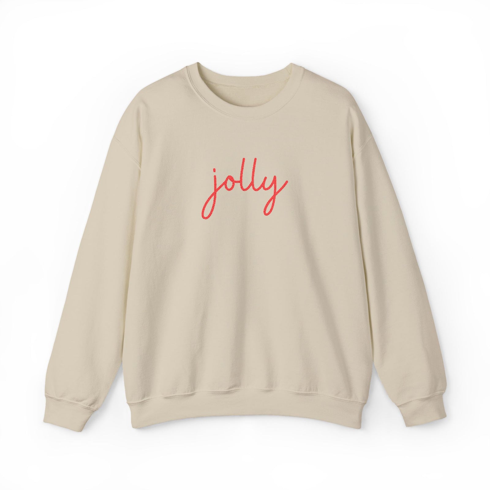 Jolly Red Script Heavy Blend Women's Crewneck Embroidered Christmas Holiday Sweatshirt - Sydney So Sweet