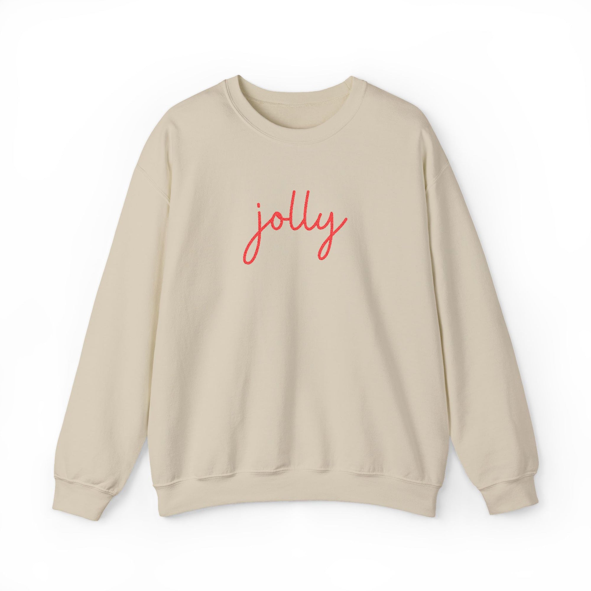 Jolly Red Script Heavy Blend Women's Crewneck Embroidered Christmas Holiday Sweatshirt - Sydney So Sweet