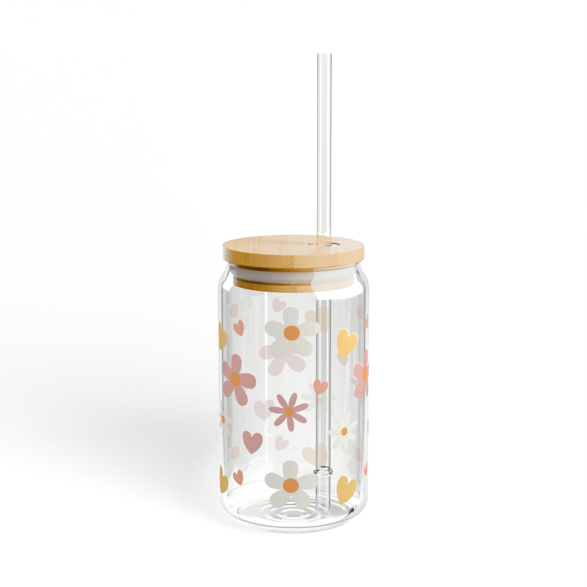 Summer Tumbler Sipper Glass 16oz — Reusable Drink Jar with Lid & Straw