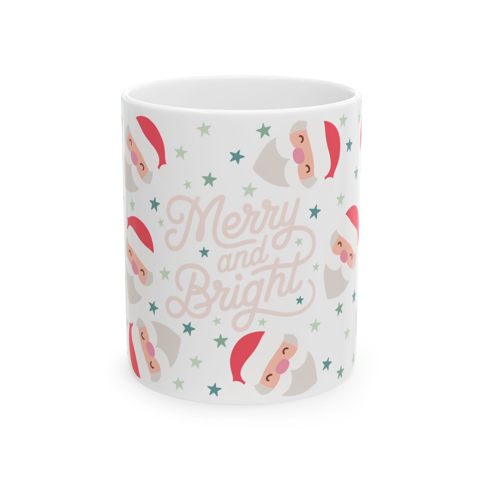 Merry & Bright Starry Santa Christmas Ceramic Mug Coffee Cup (11oz & 15oz)