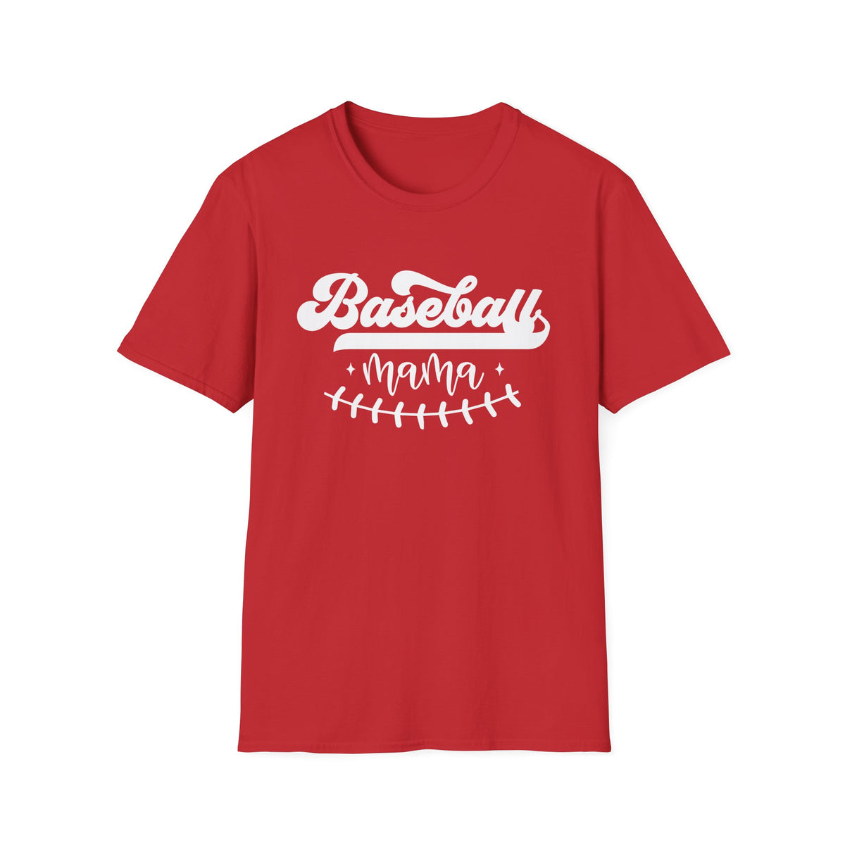 Baseball Mama Stitch Graphic T-Shirt Cute Sports Mom Tee (12 Team Colors)