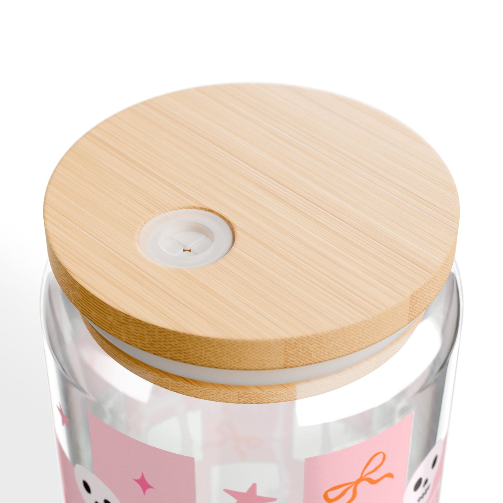 Pink Checker Skeleton & Bow Halloween Sipper Glass 16oz Reusable Drink Jar with Lid & Straw