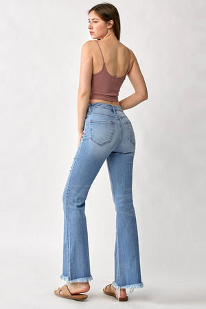 RISEN High Rise Frayed Hem Bootcut Jeans - Sydney So Sweet