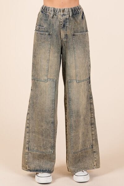 Mittoshop Washed Wide Leg Jeans with Pockets - Sydney So Sweet