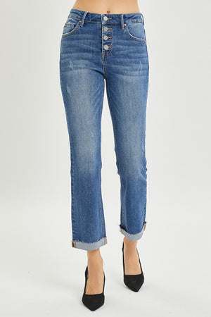 RISEN Full Size Button Fly Cropped Bootcut Jeans - Sydney So Sweet