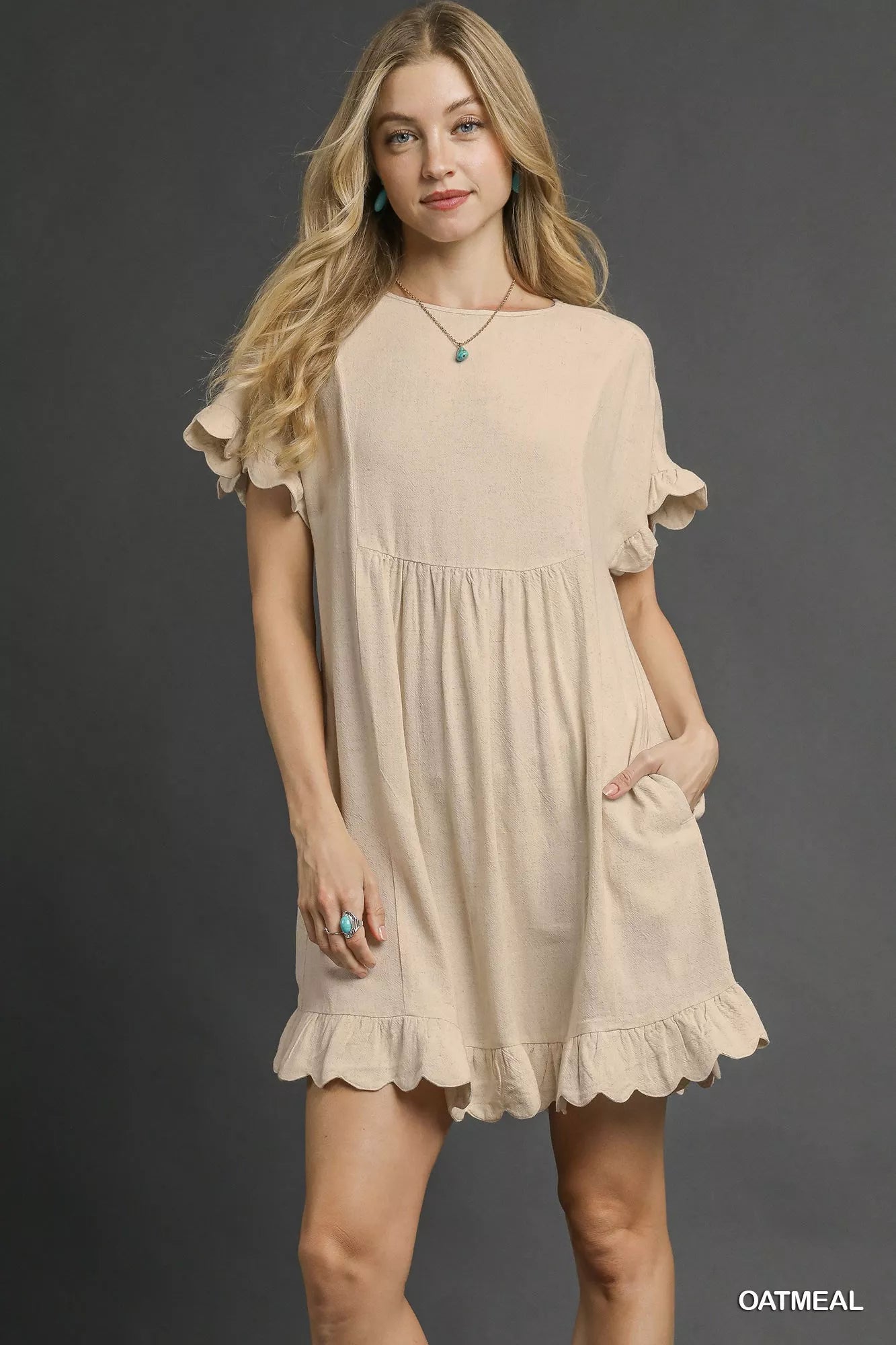 Umgee Linen Ruffle Hem Babydoll Dress - Sydney So Sweet