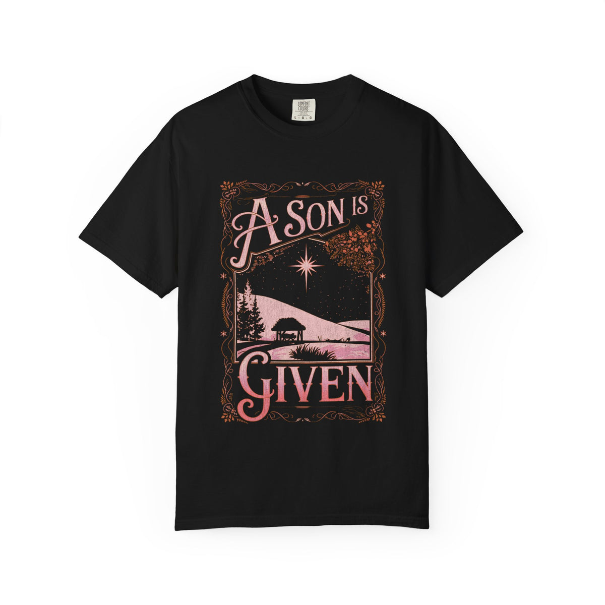 A Son is Given Jesus Christmas Distressed T-Shirt Christian Graphic Tee