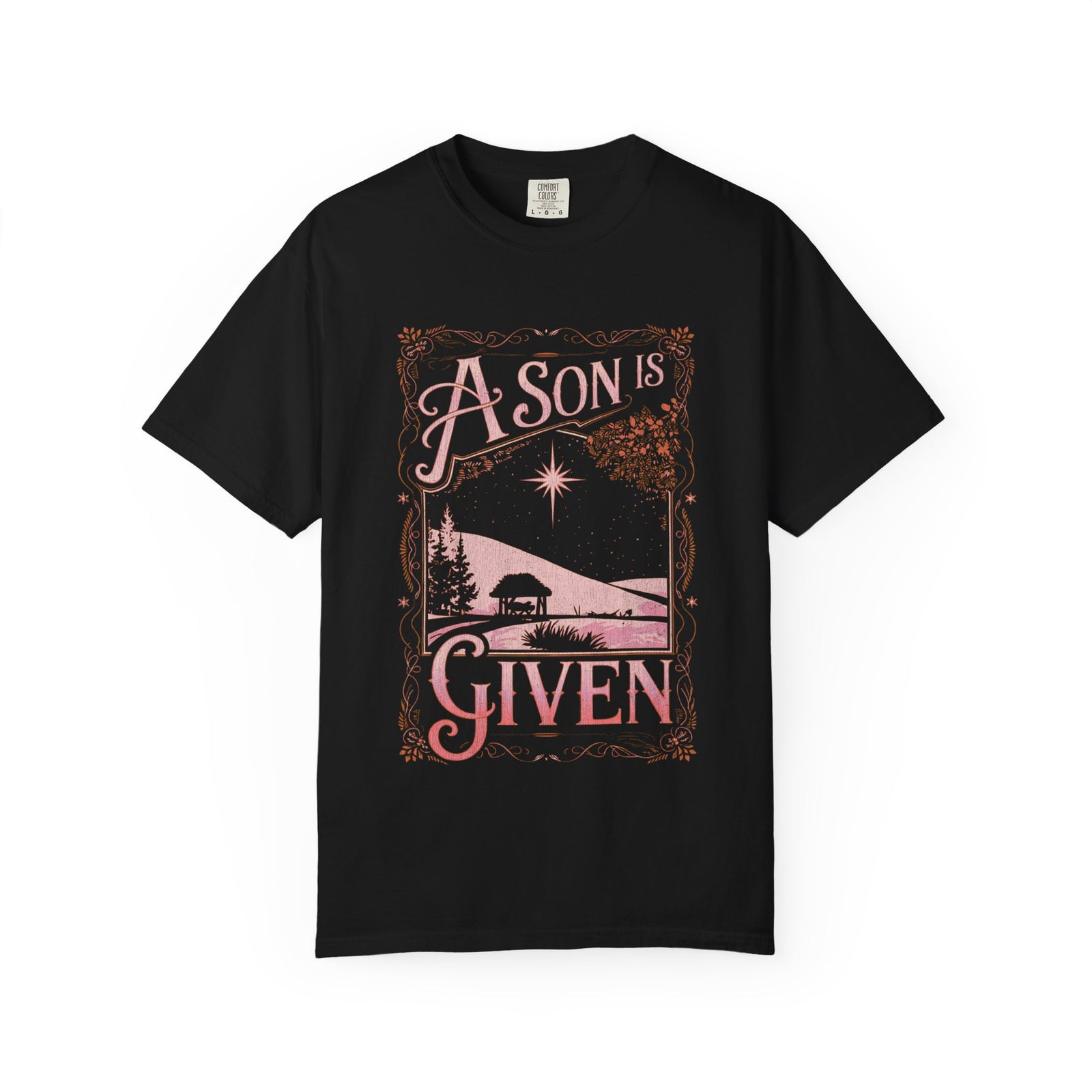 A Son is Given Jesus Christmas Distressed T-Shirt Christian Graphic Tee
