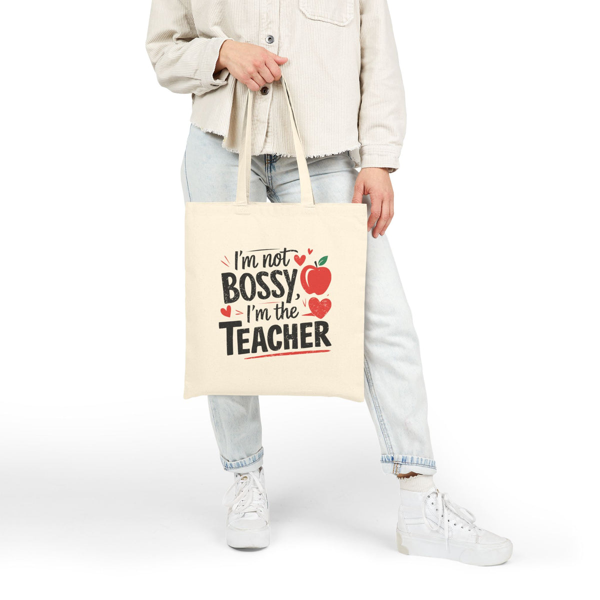 I'm Not Bossy I'm the Teacher Canvas Tote Teacher Gift Tote Bag