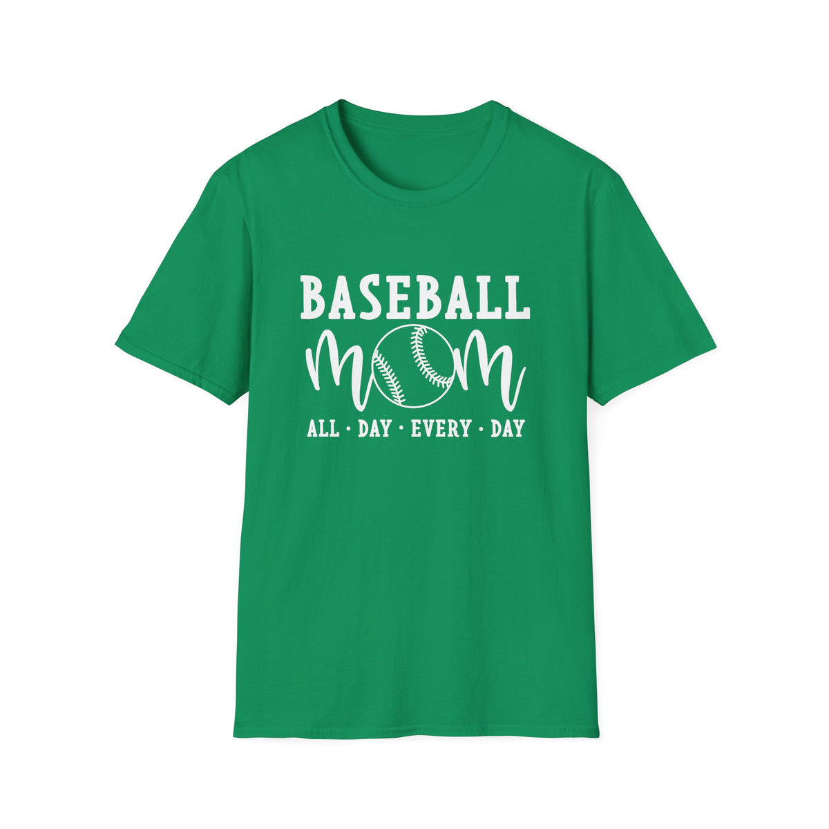 Baseball Mom All Day Graphic T-Shirt Cute Sports Mom Tee (12 Team Colors)