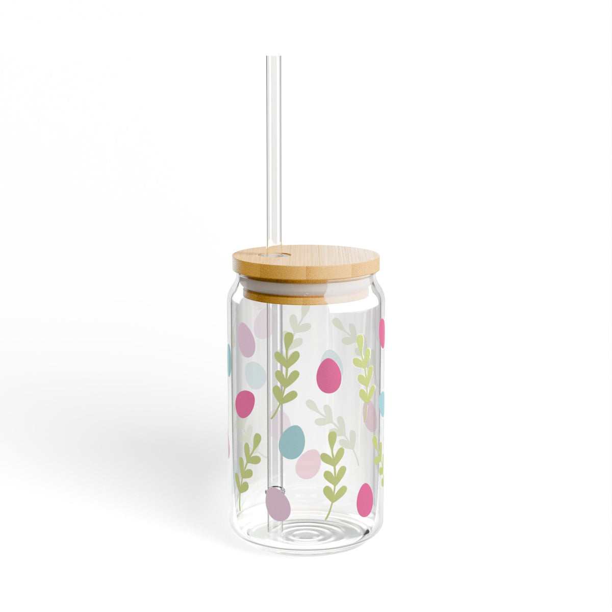 Egg Hunt Tumbler Sipper Glass 16oz — Reusable Drink Jar with Lid & Straw
