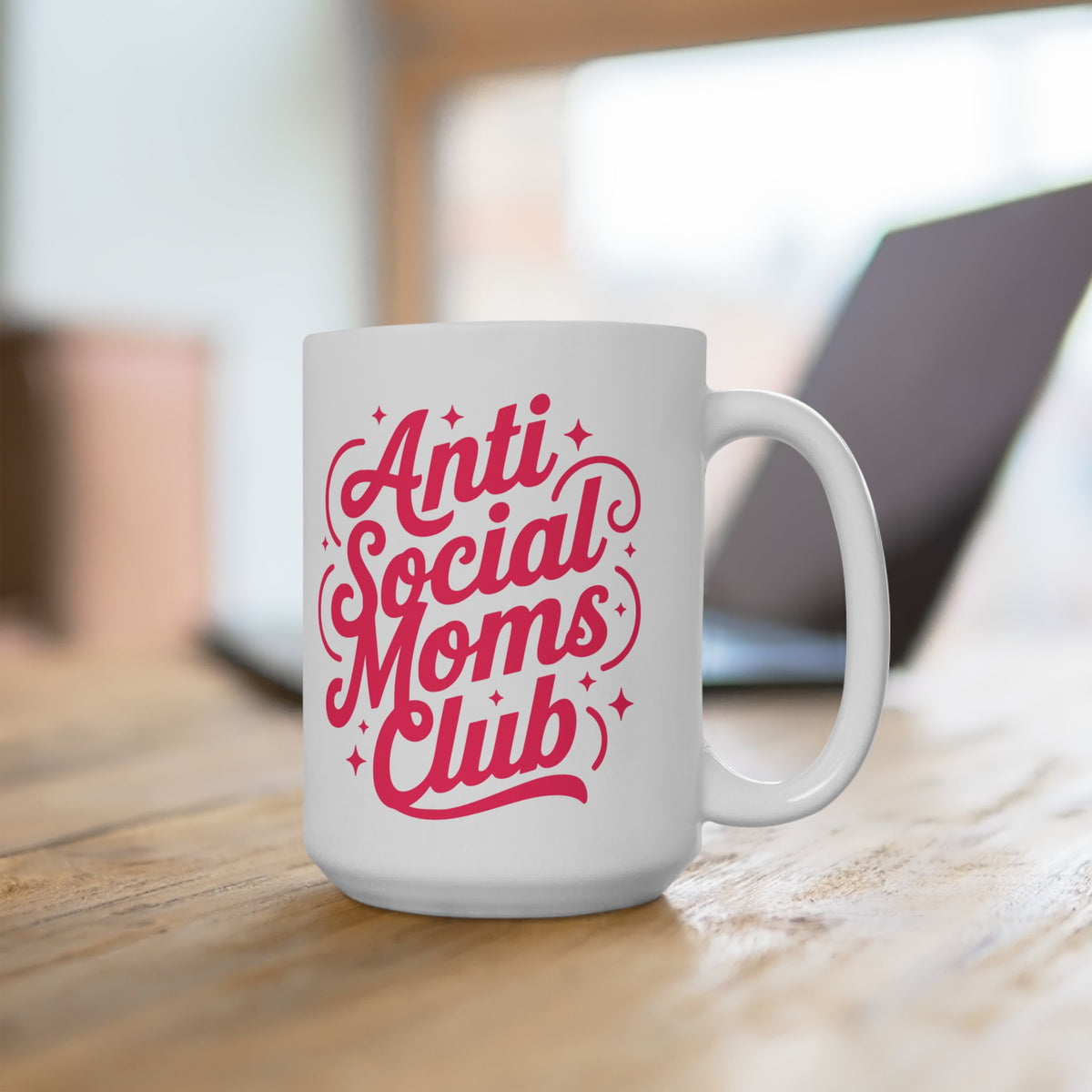 Anti-Social Moms Club Pink Script Ceramic Mug Coffee Cup (11oz & 15oz)