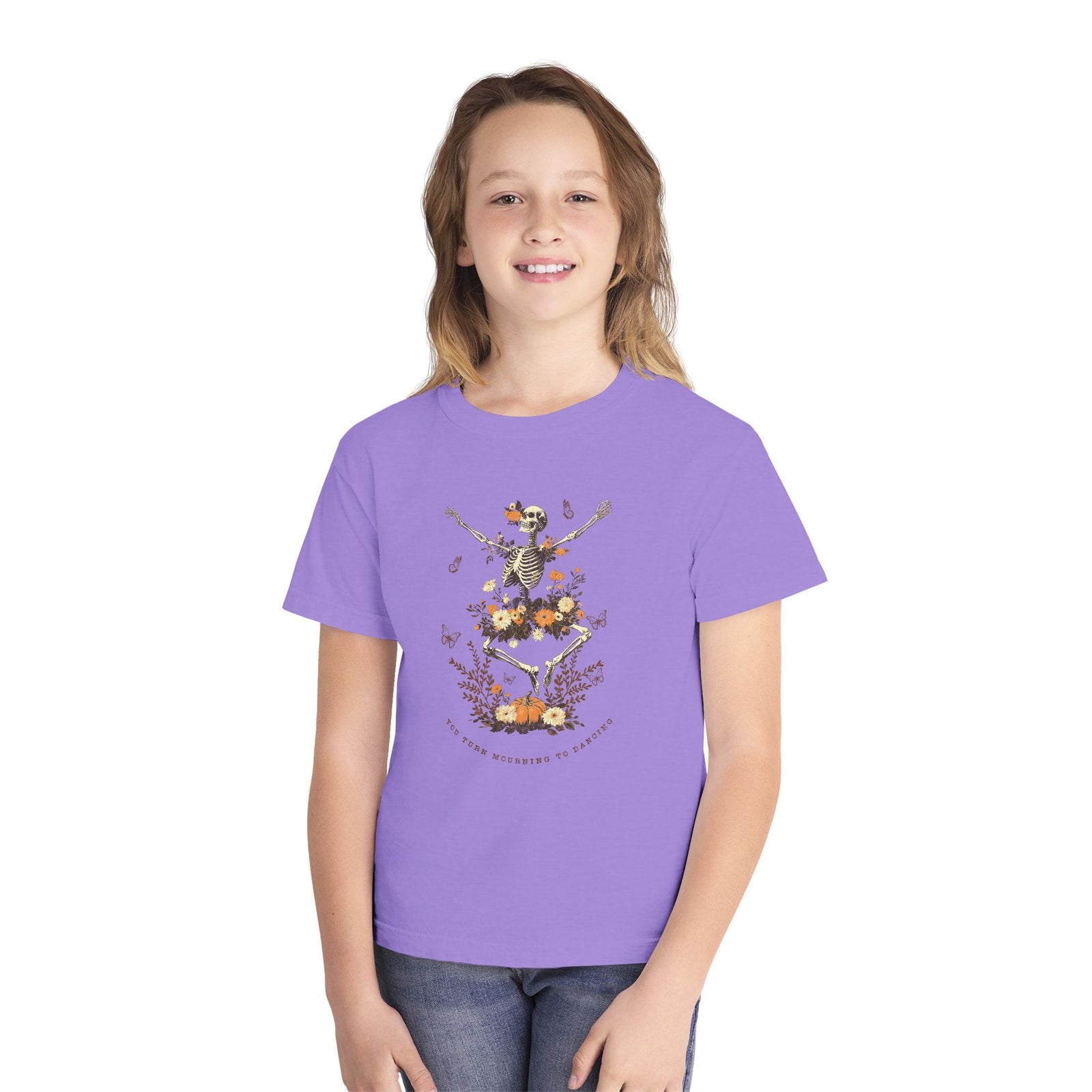 You Turn Mourning into Dancing T-Shirt Dancing Skeleton Halloween Kids Christian Tee