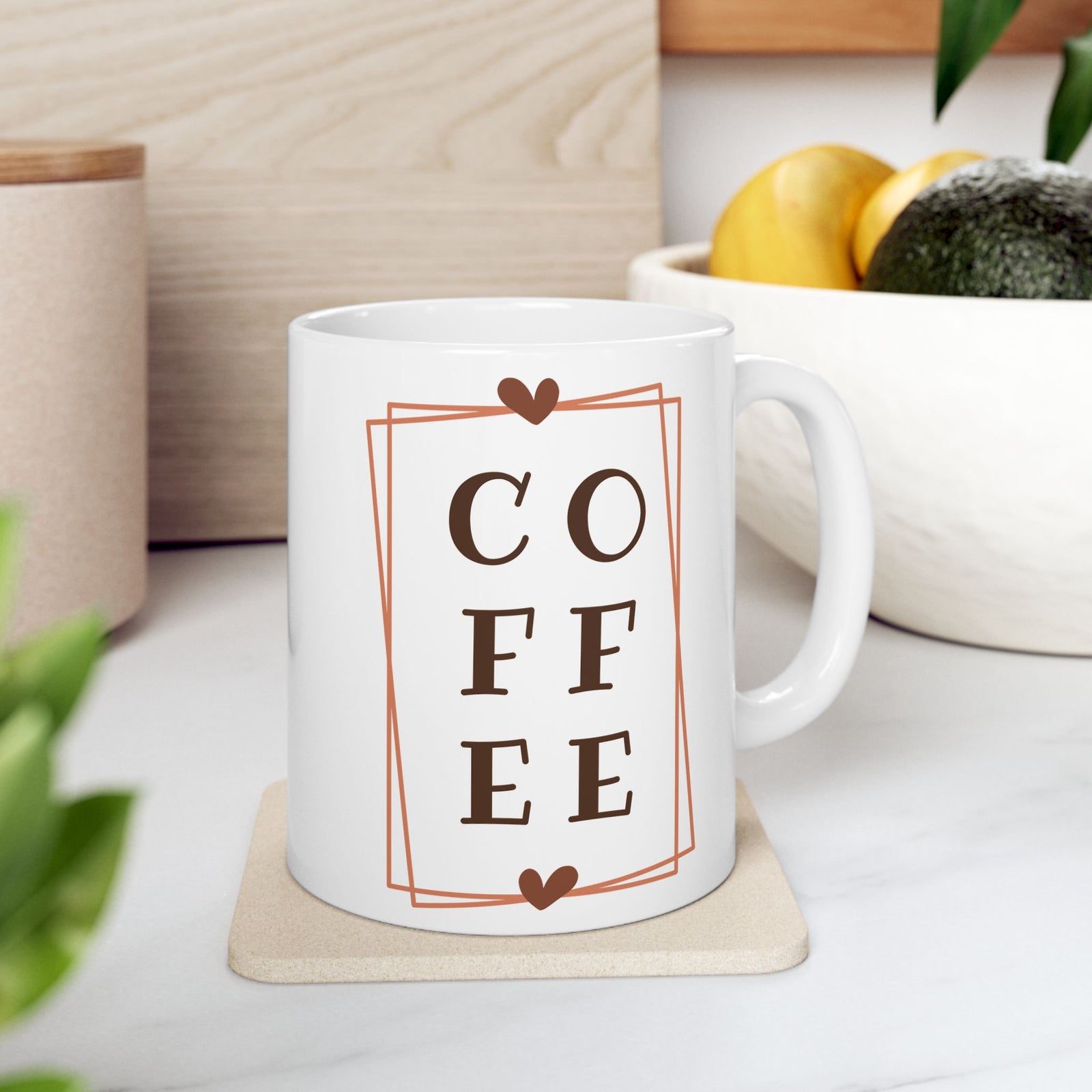 Coffee Minimalist Frame Design Cute Ceramic Mug Coffee Cup (11oz & 15oz)