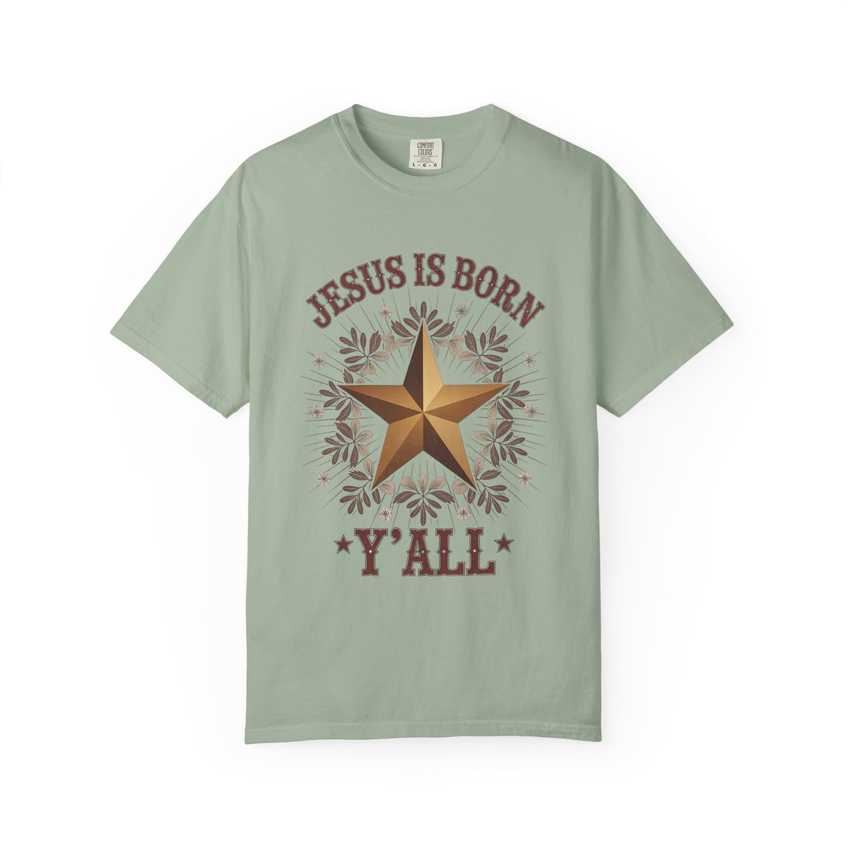 Jesus is Born Y'all Christmas T-Shirt Christian Western Star Graphic Tee