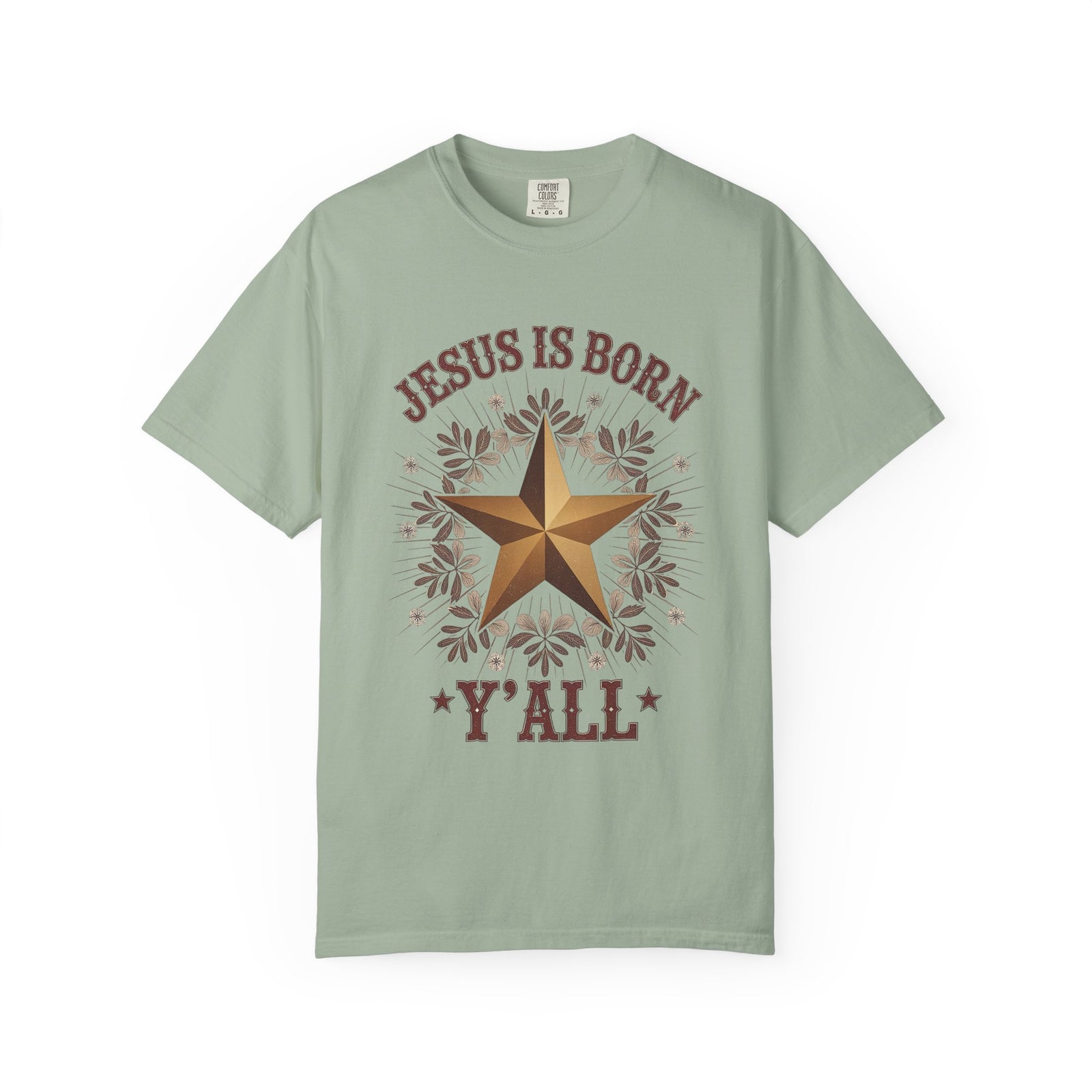 Jesus is Born Y'all Christmas T-Shirt Christian Western Star Graphic Tee