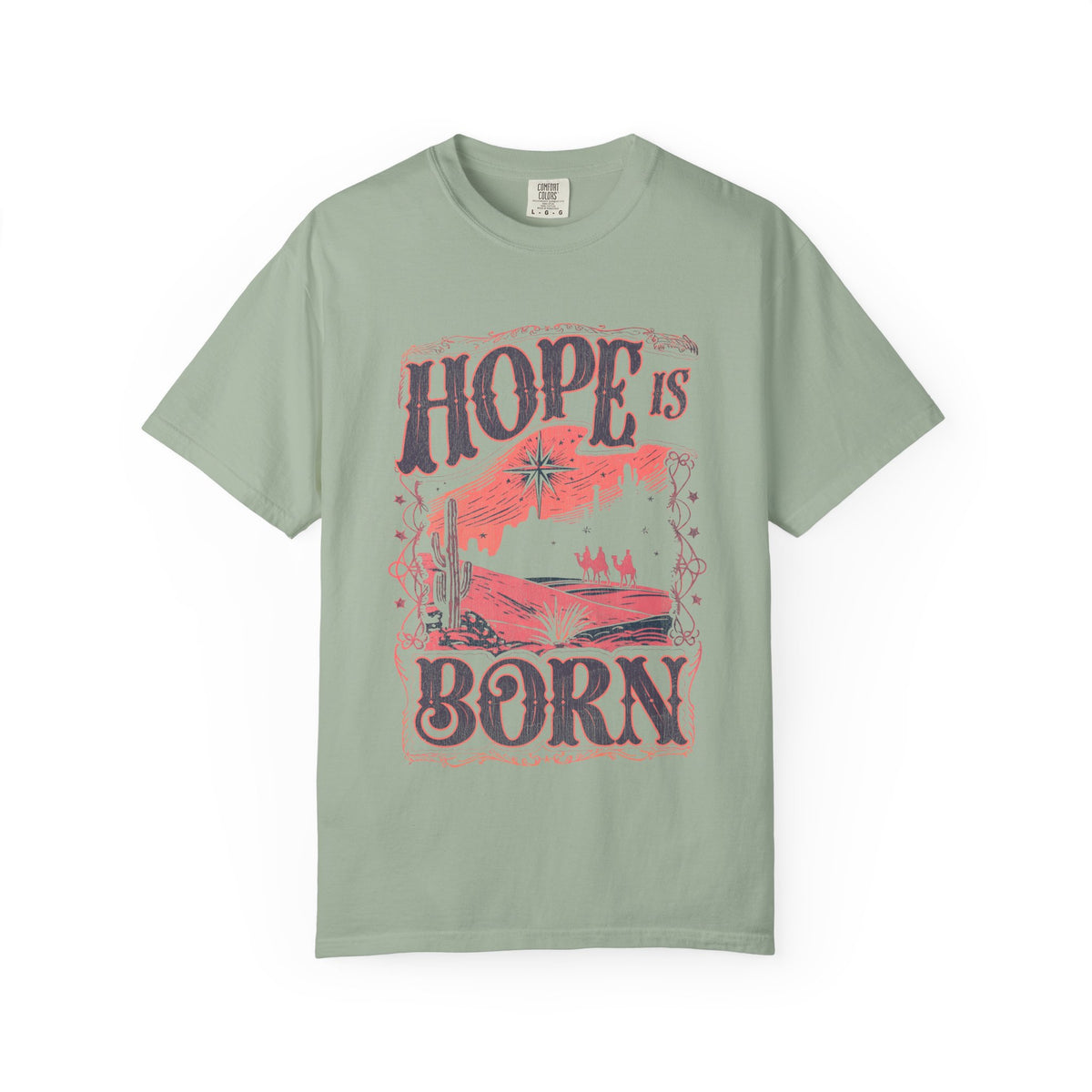 Hope is Born Christmas T-Shirt Christian Distressed Western Graphic Tee
